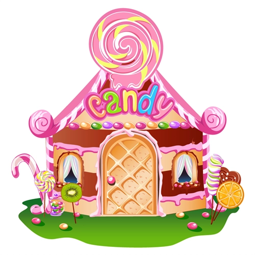 Candyland Theme Candy Shop House Transparent Sticker